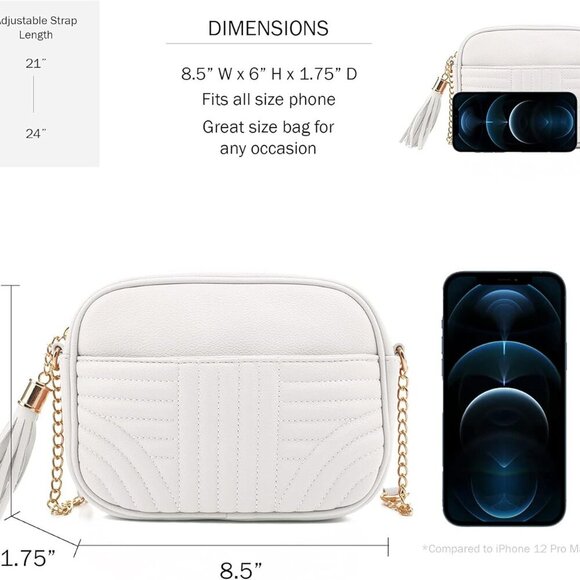 Quilted Crossbody Bags for Women - Stylish Camera Bag with Tassel - Lightweight - Picture 4 of 7